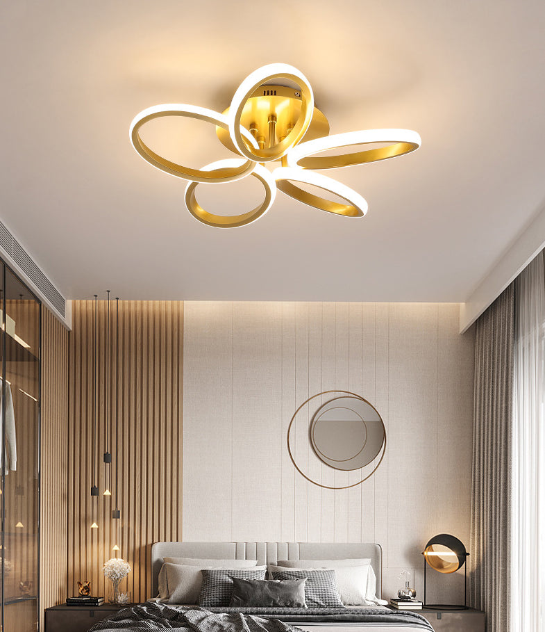 Petaloid Acrylic Shade LED Semi Flush Mount in Modern Simplicity Metal Ceiling Light for Living Room