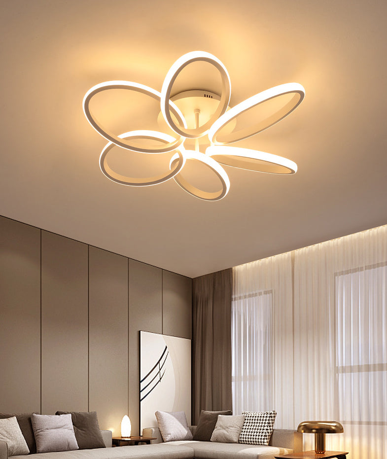 Petaloid Acrylic Shade LED Semi Flush Mount in Modern Simplicity Metal Ceiling Light for Living Room