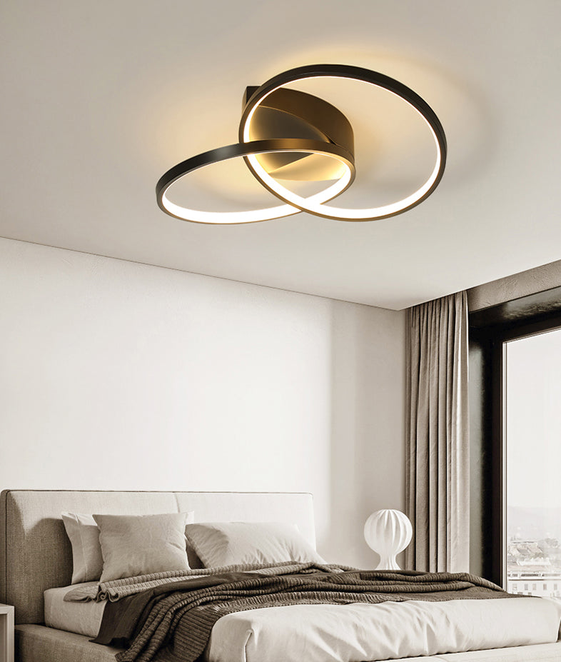 Circular Acrylic Shade LED Semi-Flush Mount in Modern Singular Style 2-Light Metal Indoor Ceiling Fixture