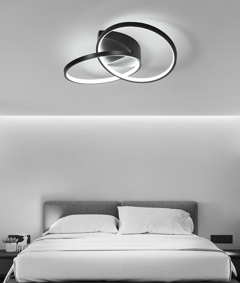 Circular Acrylic Shade LED Semi-Flush Mount in Modern Singular Style 2-Light Metal Indoor Ceiling Fixture