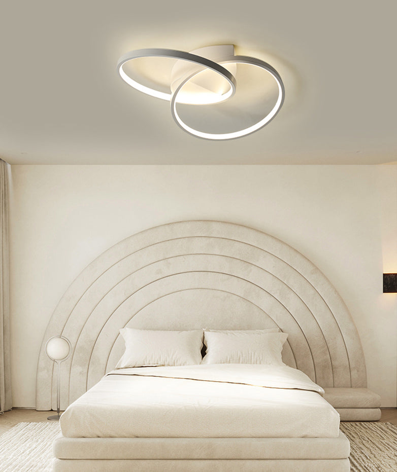 Circular Acrylic Shade LED Semi-Flush Mount in Modern Singular Style 2-Light Metal Indoor Ceiling Fixture