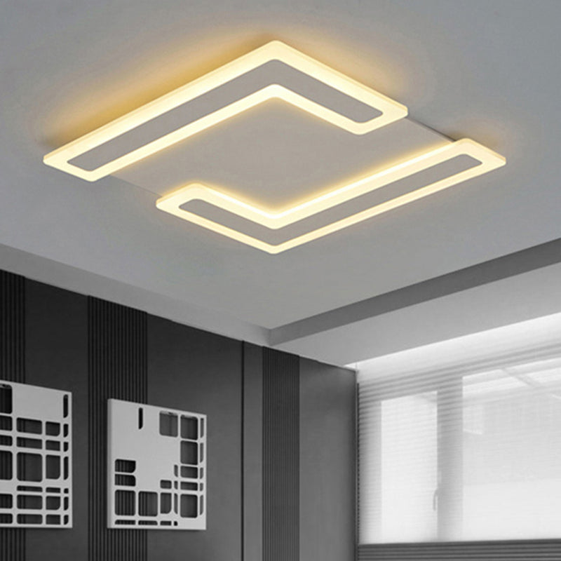 Double 7-Shape Ceiling Light Simple Style Acrylic White LED Flush Mount Light in Warm/White Light