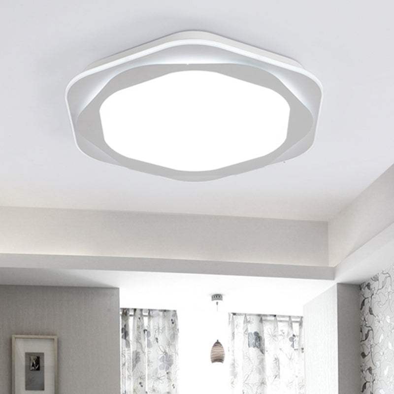 Hexagon Acryl Flush Mount Verlichting Hedendaags Wit 16.5"/20.5" Brede LEIDENE Plafondlamp, Warm/Wit/3 Kleur Licht