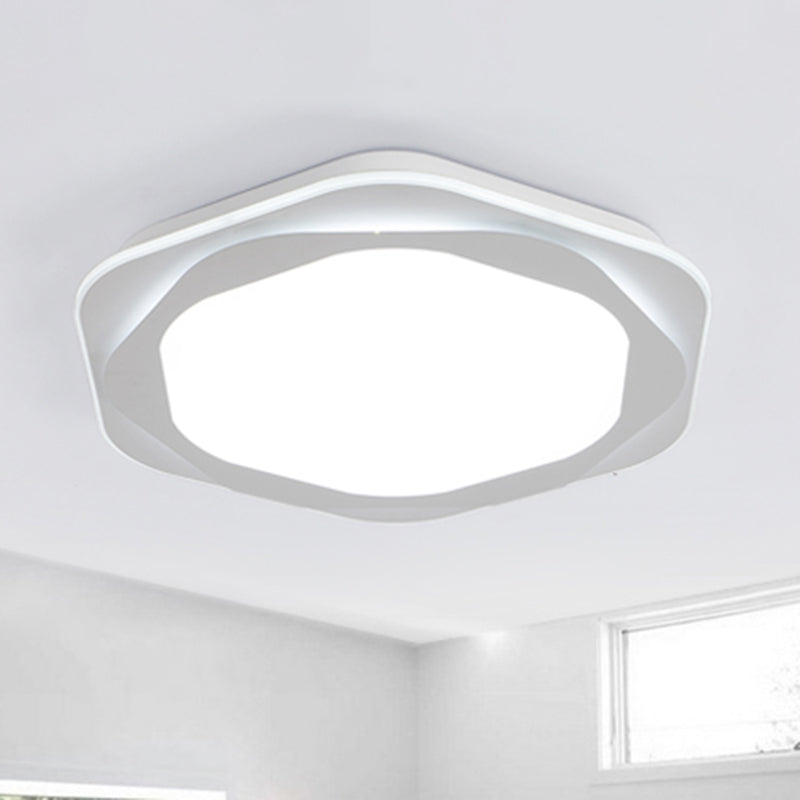 Hexagon Acrylic Flush Mount Lighting Contemporary White 16.5"/20.5" Wide LED Ceiling Lamp, Warm/White/3 Color Light