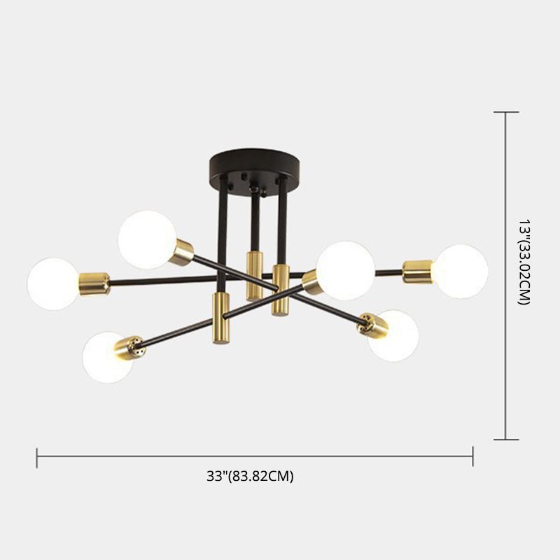 Ampoule nue industrielle rétro semi à chasse d'eau Sputnik Metal plafond de plafond pour les espaces intérieurs