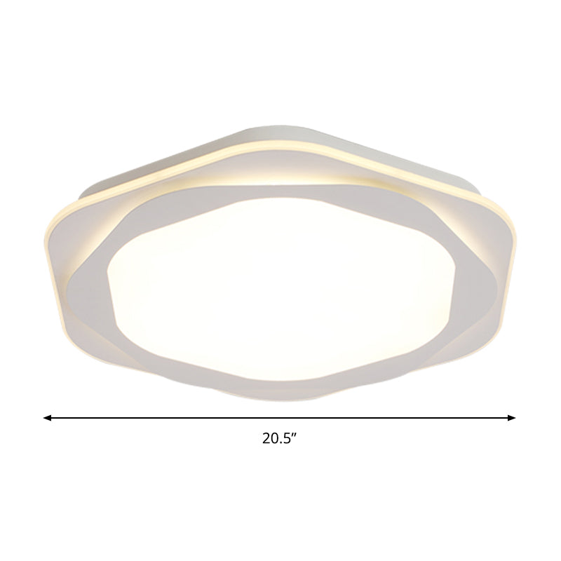 Hexagon Acryl Flush Mount Verlichting Hedendaags Wit 16.5"/20.5" Brede LEIDENE Plafondlamp, Warm/Wit/3 Kleur Licht