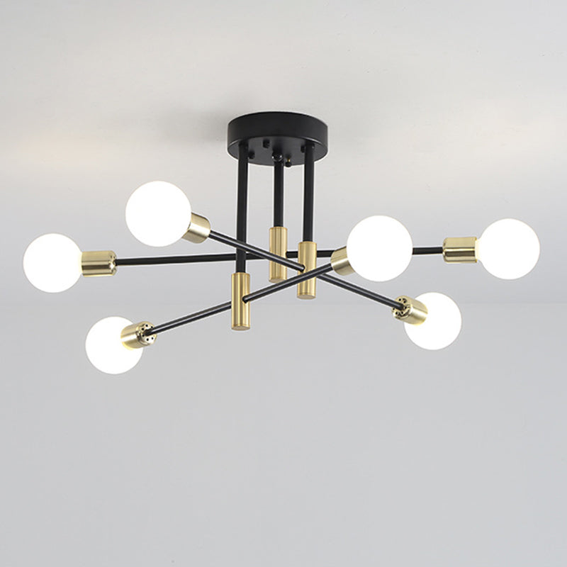 Bulbo desnudo Retro Retro Retro Semi Flush Sputnik Luz de techo de metal para espacios interiores