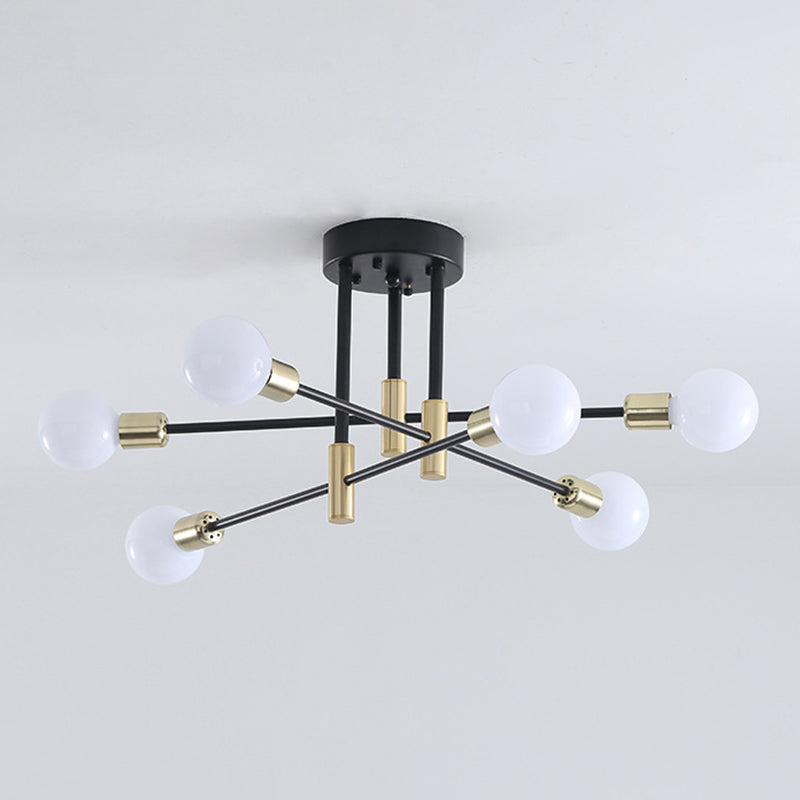 Bulbo desnudo Retro Retro Retro Semi Flush Sputnik Luz de techo de metal para espacios interiores