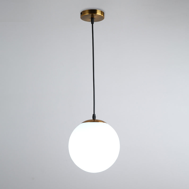 1 Light Spherical Pendant Light Modern Simple Frosted White Glass Glass Dining Table Hanging Lamp