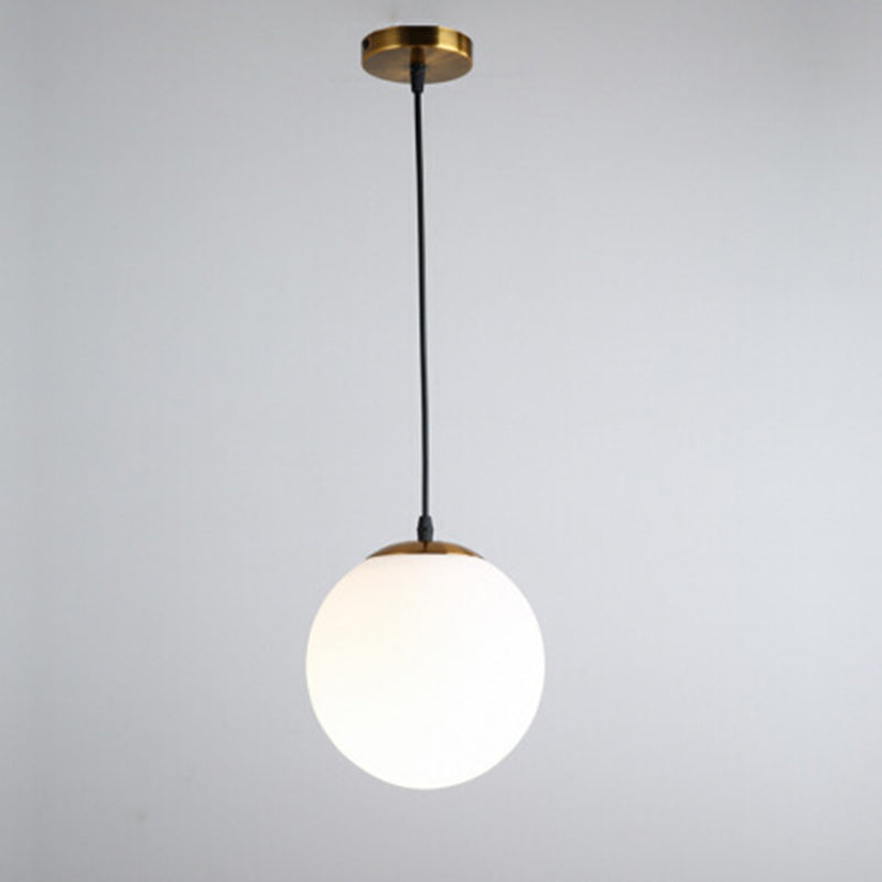 1 Light Spherical Pendant Light Modern Simple Frosted White Glass Glass Dining Table Hanging Lamp