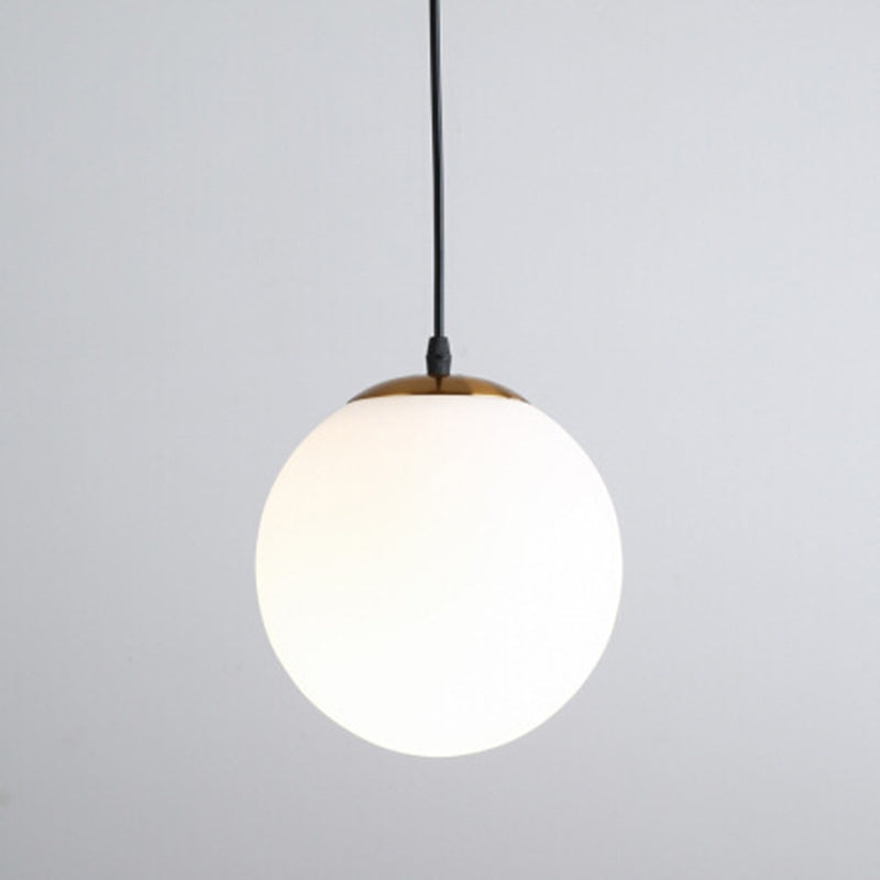 1 Light Spherical Pendant Light Modern Simple Frosted White Glass Glass Dining Table Hanging Lamp