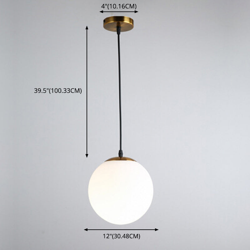 1 Light Spherical Pendant Light Modern Simple Frosted White Glass Glass Dining Table Hanging Lamp