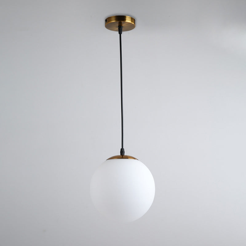 1 Light Spherical Pendant Light Modern Simple Frosted White Glass Glass Dining Table Hanging Lamp