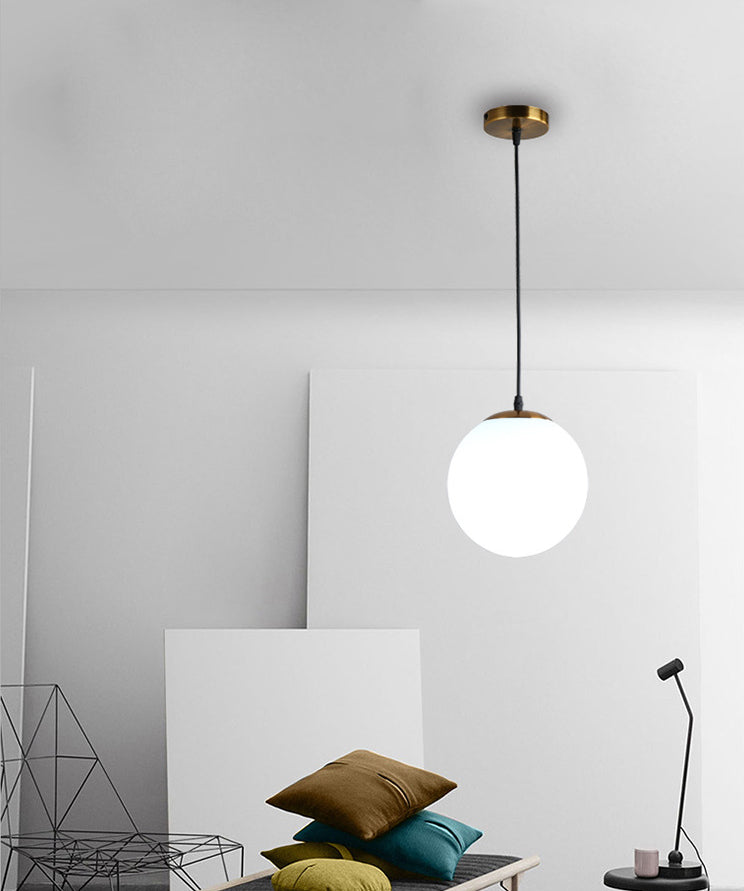 1 Licht bolvormig hanglamp Modern eenvoudig mat wit glas glas eettafel hangende lamp