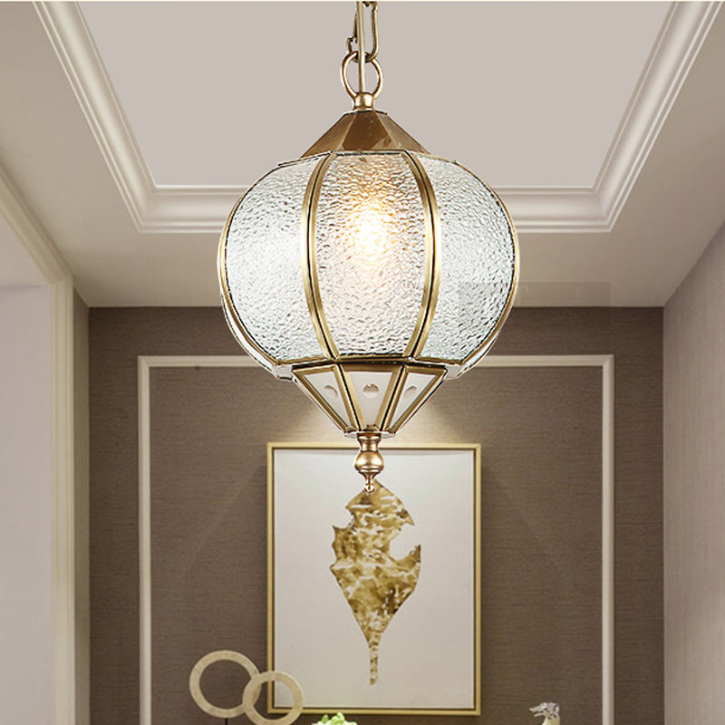 Lantern Dining Room Ceiling Pendant Colonial Bubble Glass 1 Head Gold Hanging Light Fixture