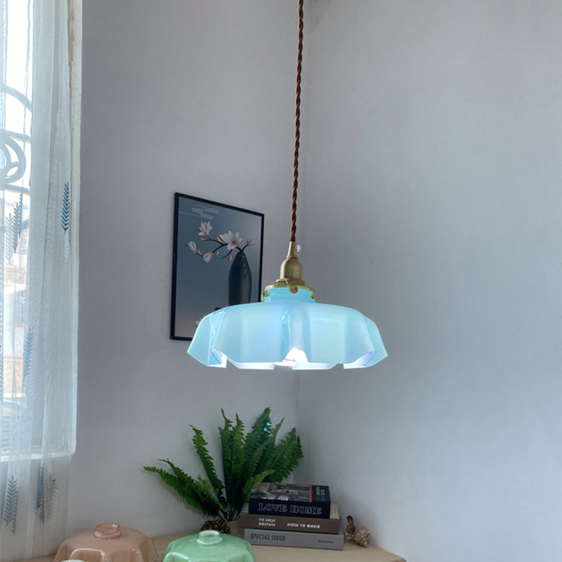 1 forme de fleur légère pendante de plafond en verre vintage pour restaurant