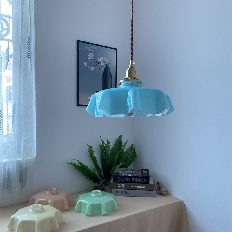 1 forme de fleur légère pendante de plafond en verre vintage pour restaurant