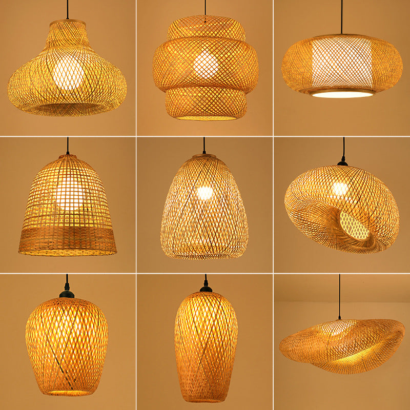 Luce a sospensione a sospensione tessuta a mano moderna Rattan 1 Luce Light Light