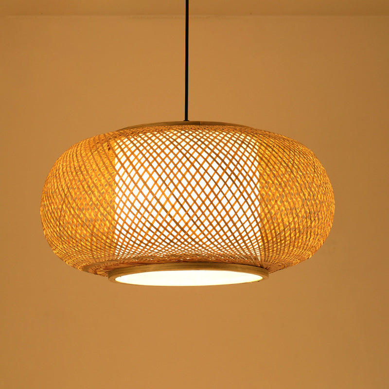 Luce a sospensione a sospensione tessuta a mano moderna Rattan 1 Luce Light Light