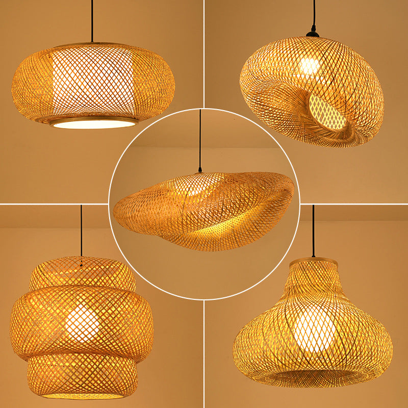 Luce a sospensione a sospensione tessuta a mano moderna Rattan 1 Luce Light Light