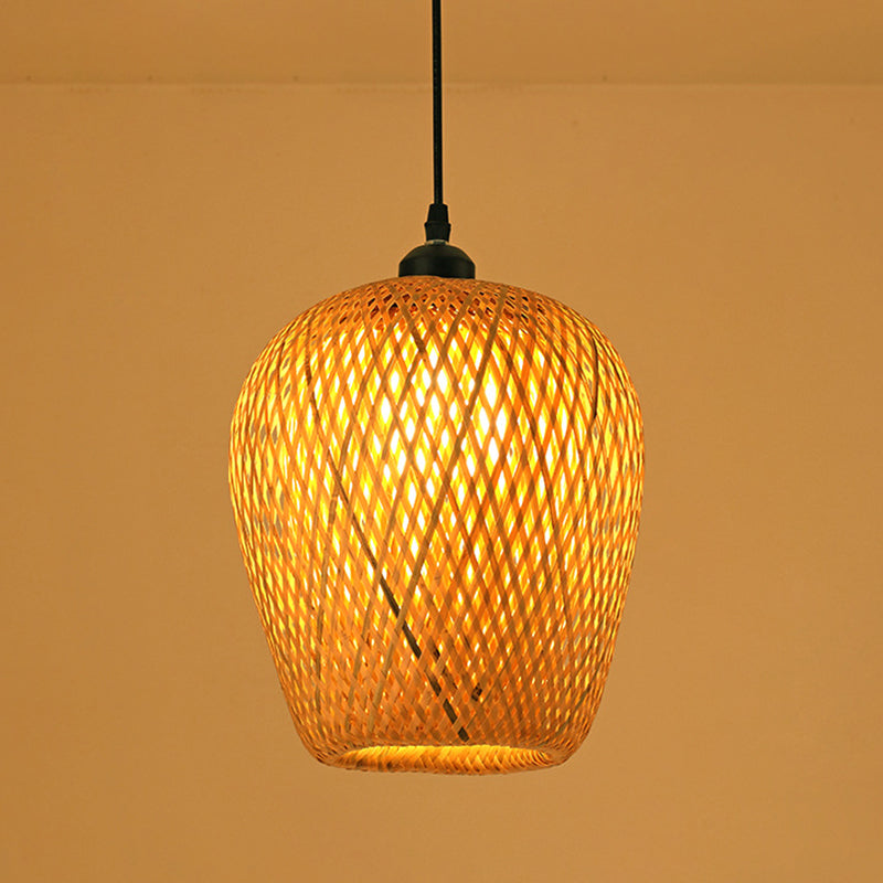 Luce a sospensione a sospensione tessuta a mano moderna Rattan 1 Luce Light Light