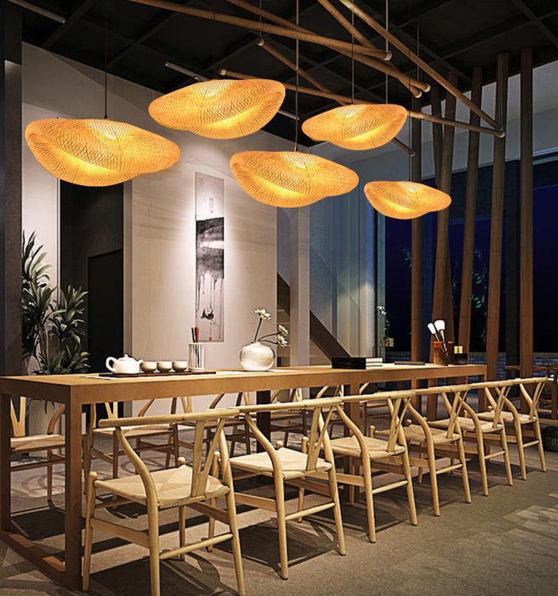 Luce a sospensione a sospensione tessuta a mano moderna Rattan 1 Luce Light Light