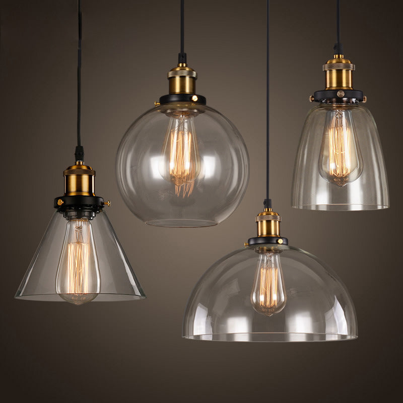 1 Light Hanging Light Fixtures Industrial Style Glass Ceiling Light for Restaurant