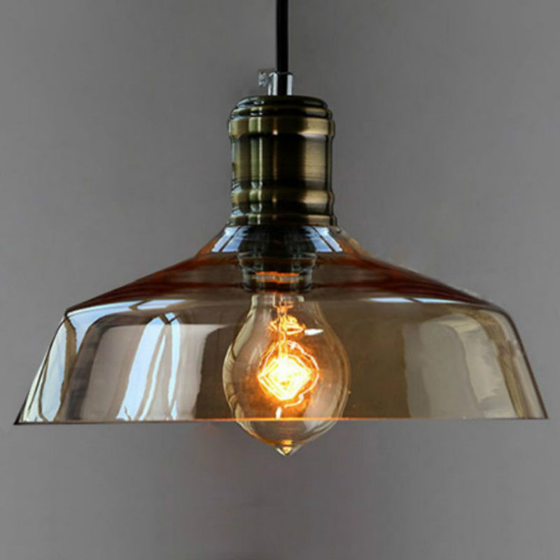 1 Light Hanging Light Fixtures Industrial Style Glass Ceiling Light for Restaurant