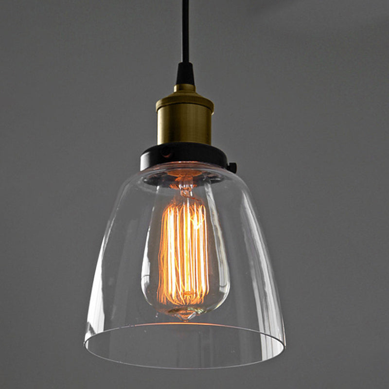 1 Light Hanging Light Fixtures Industrial Style Glass Ceiling Light for Restaurant