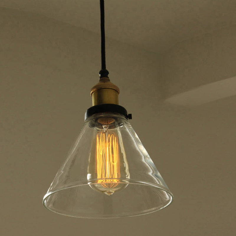 1 Light Hanging Light Fixtures Industrial Style Glass Ceiling Light for Restaurant