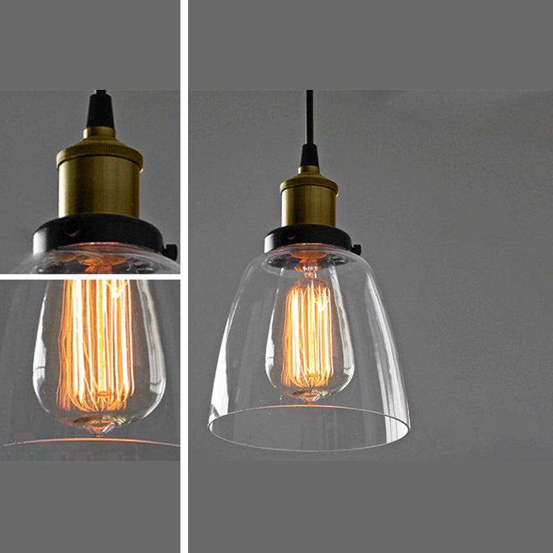 1 Light Hanging Light Fixtures Industrial Style Glass Ceiling Light for Restaurant