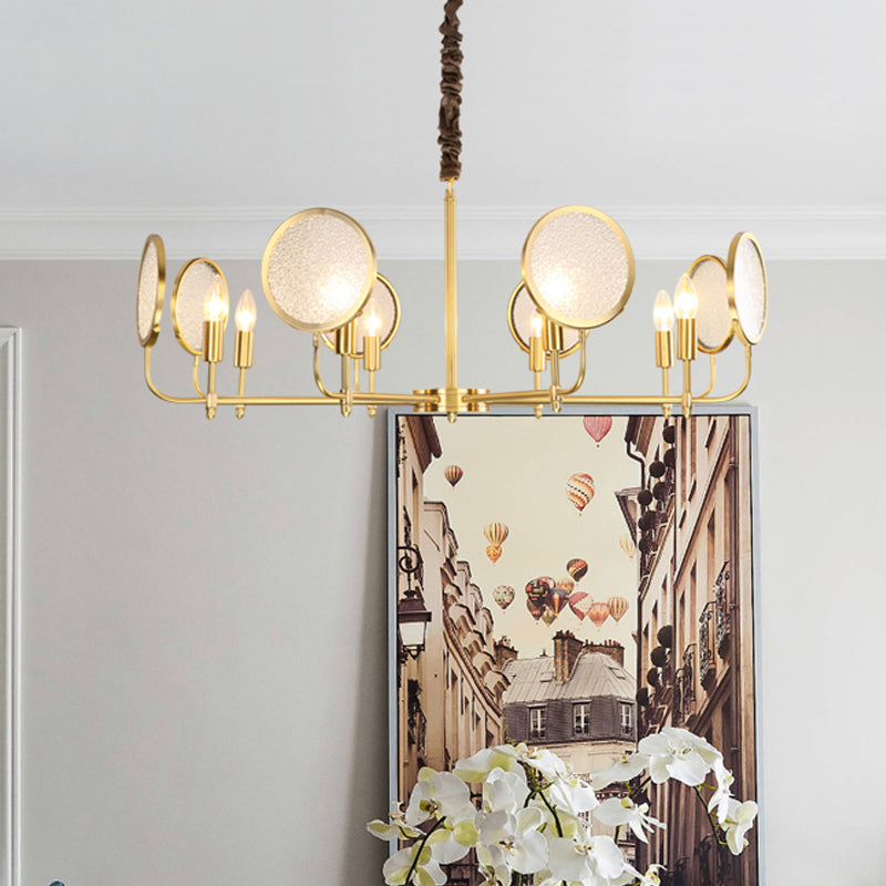 Candela lampadario in oro in vetro seminato 6/8 luci colonialismo giù per il soggiorno per soggiorno