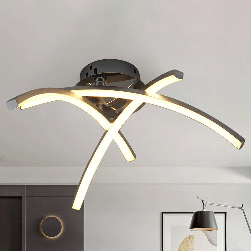 Luce a monte semifulto curvo semplicità in alluminio a LED cromo semifulò lampada a soffitto