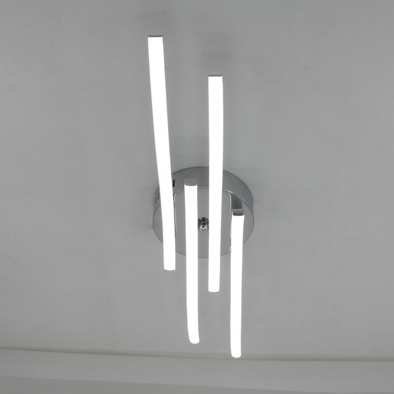 Golven semi mount verlichting minimalistisch aluminium woonkamer led semi -flush licht in chroom