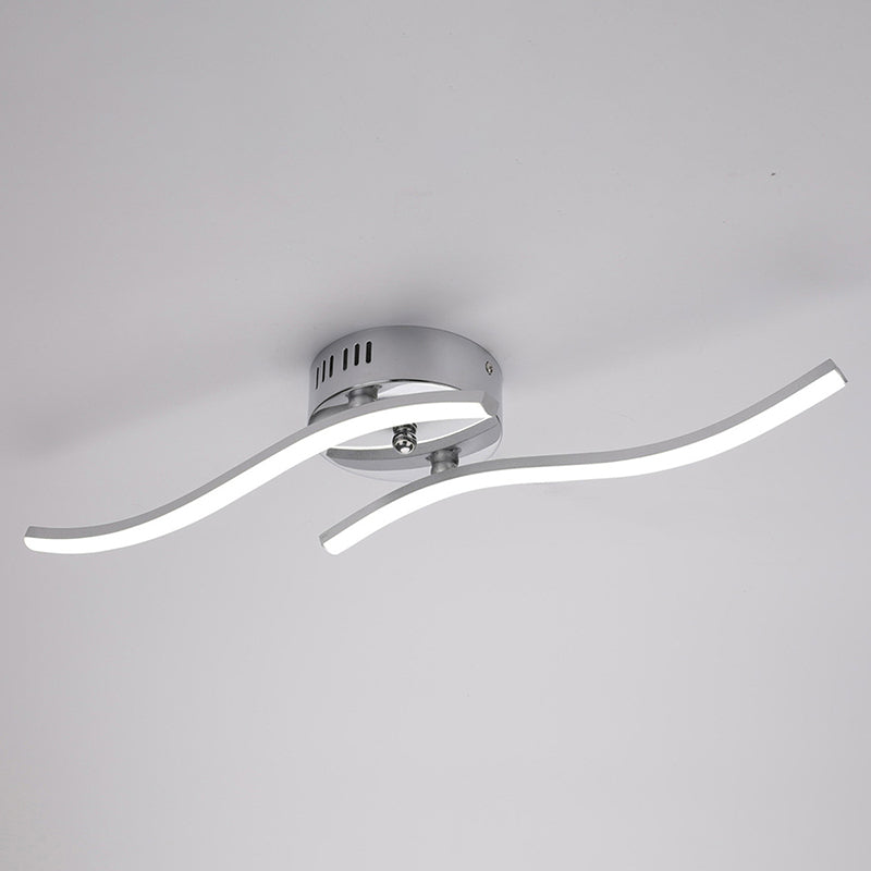 Curved Aluminum Semi Flush Light Fixture Modern LED Chrome Semi Flush Ceiling Light