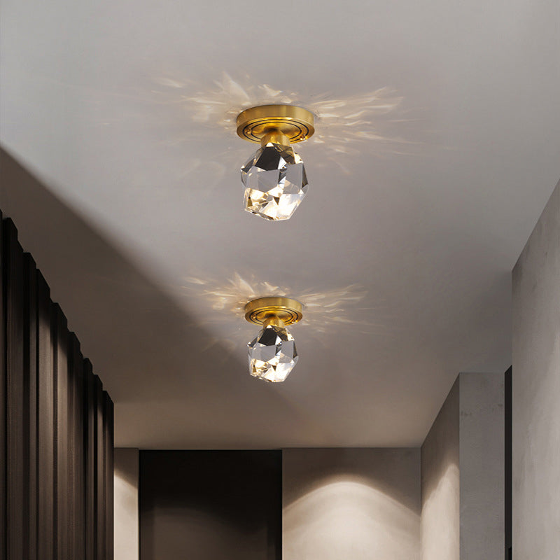 Modern Geometric Ceiling Flush Mount Lights Crystal 1 Light Ceiling Flush