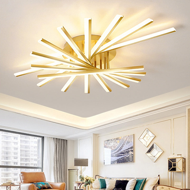 Modern Simplicity LED Semi Flush Mount Sputnik Acrylic Shade Ceiling Fixture for Living Room