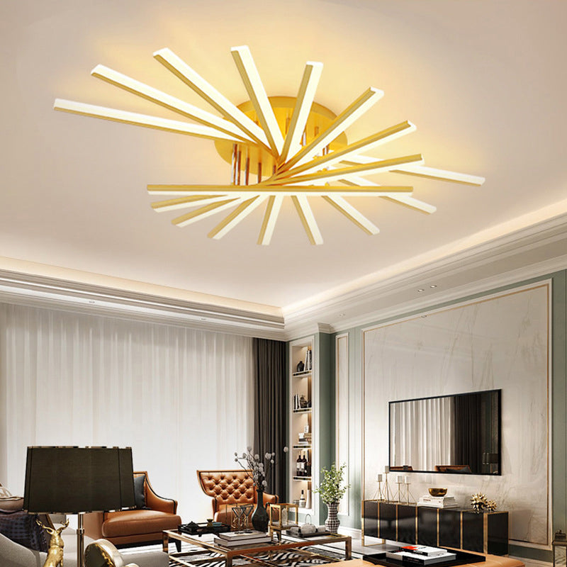 Modern Simplicity LED Semi Flush Mount Sputnik Acrylic Shade Ceiling Fixture for Living Room