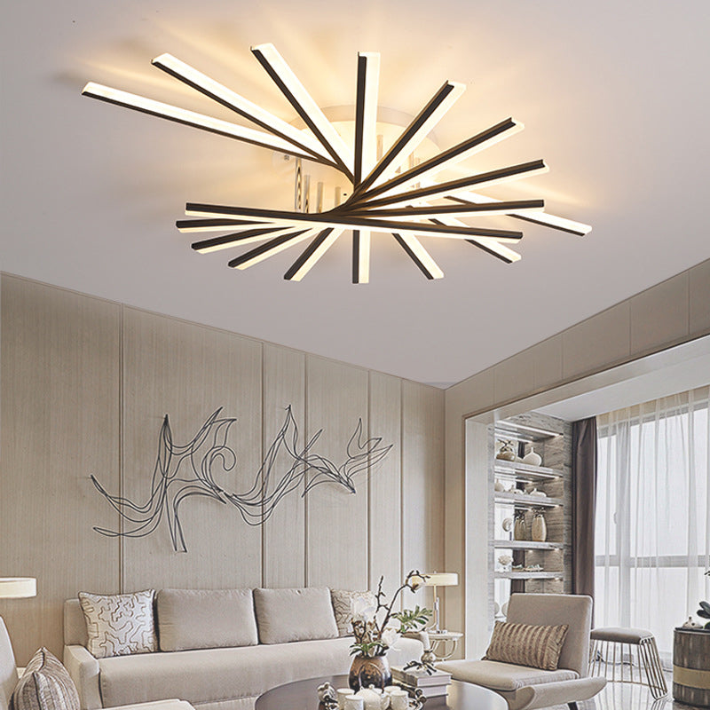 Modern Simplicity LED Semi Flush Mount Sputnik Acrylic Shade Ceiling Fixture for Living Room