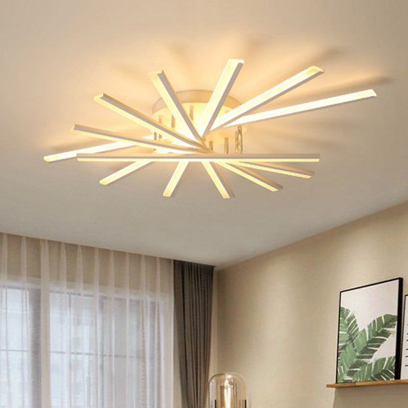 Moderne Simplicity LED Semi Flush Mount Sputnik Acrylschatten Deckenelement für Wohnzimmer