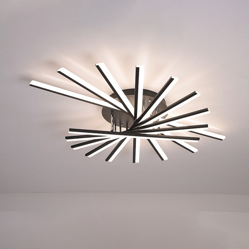 Moderne Simplicity LED Semi Flush Mount Sputnik Acrylschatten Deckenelement für Wohnzimmer