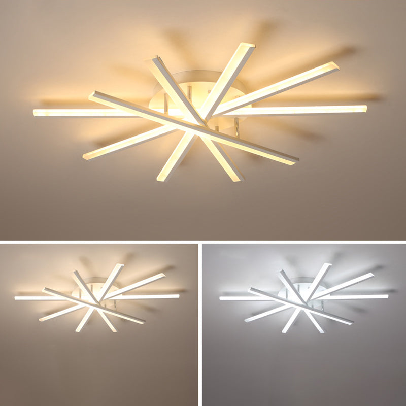 Modern Simplicity LED Semi Flush Mount Sputnik Acrylic Shade Ceiling Fixture for Living Room