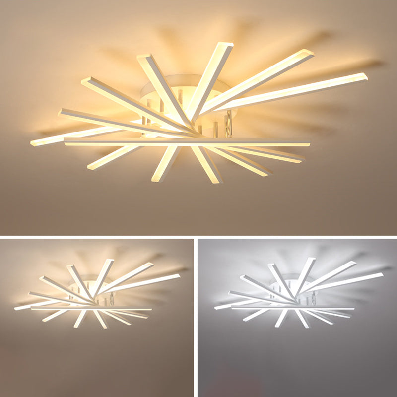 Modern Simplicity LED Semi Flush Mount Sputnik Acrylic Shade Ceiling Fixture for Living Room