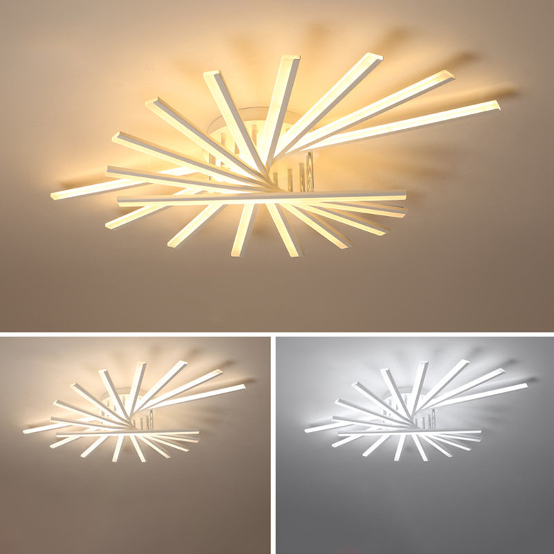 Modern Simplicity LED Semi Flush Mount Sputnik Acrylic Shade Ceiling Fixture for Living Room