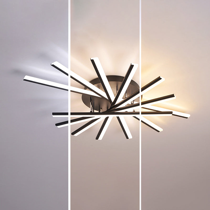 Modern Simplicity LED Semi Flush Mount Sputnik Acrylic Shade Ceiling Fixture for Living Room