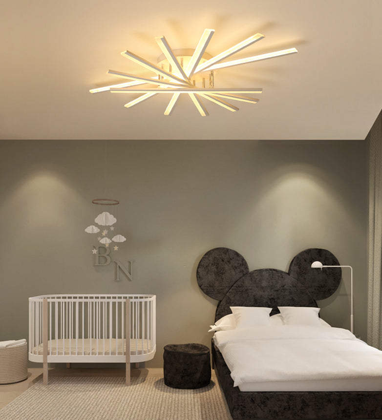 Moderne Simplicity LED Semi Flush Mount Sputnik Acrylschatten Deckenelement für Wohnzimmer