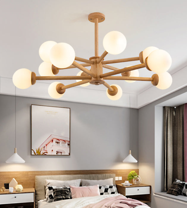 Original Wood Molecular Styling Chandelier Modern Simplicity Style Living Room Lighting Fixture