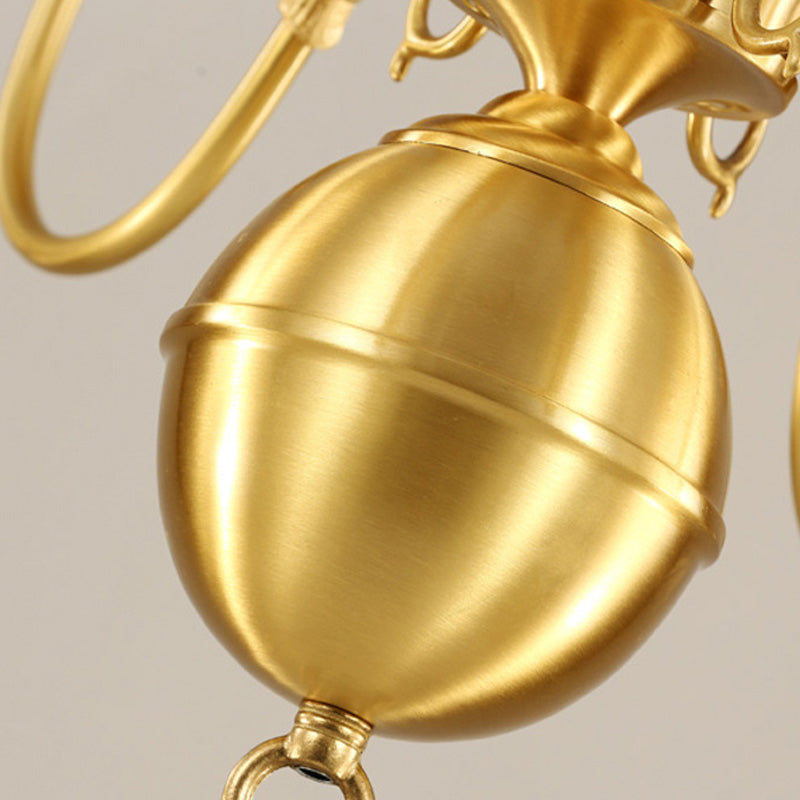 Kolonialistische kaarsenhangende hanger 6 koppen metalen kroonluchter verlichtingsarmatuur in goud voor keuken