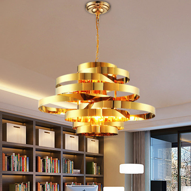 Kreis Wohnzimmer Decke Kronleuchter Kolonialmetall 6/8 Köpfe Gold Anhänger Licht