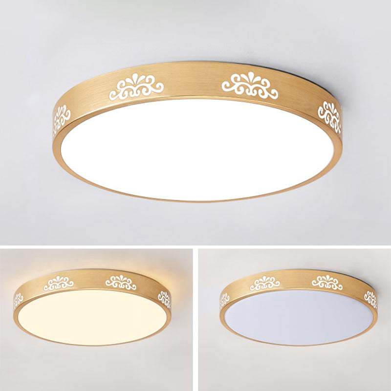 Round Living Room Flush Mount Light Befestigung Metall LED Modern Flush Ceiling Licht in Gold